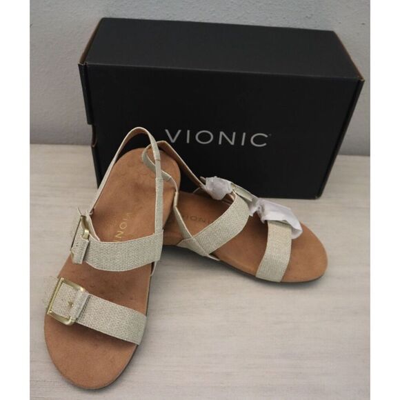 Vionic Women's Sz 7.5W Oatmeal/Beige Synthetic Reese Slingback Sandals - Picture 2 of 16